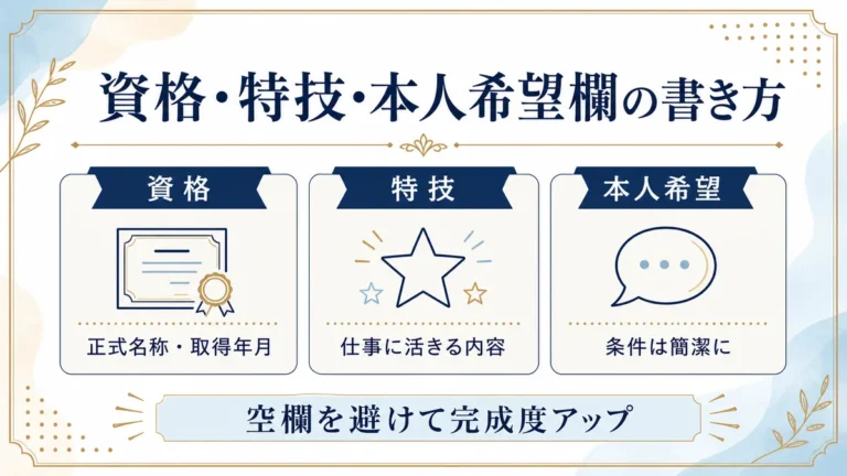 資格・特技・本人希望欄の書き方
