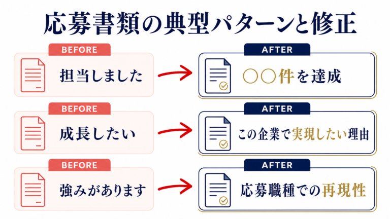 応募書類の典型パターンと修正