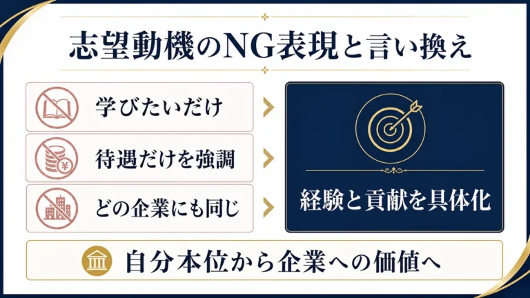 志望動機のNG表現と言い換え