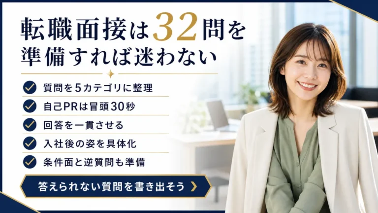 転職面接は32問を準備すれば迷わない